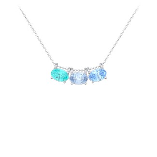 East-West Oval Necklace with 3 Gemstones