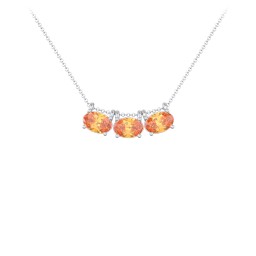 East-West Oval Necklace with 3 Gemstones in 925 Sterling Silver with Citrine