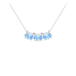 East-West Oval Necklace with 3 Gemstones in 925 Sterling Silver with Blue Topaz