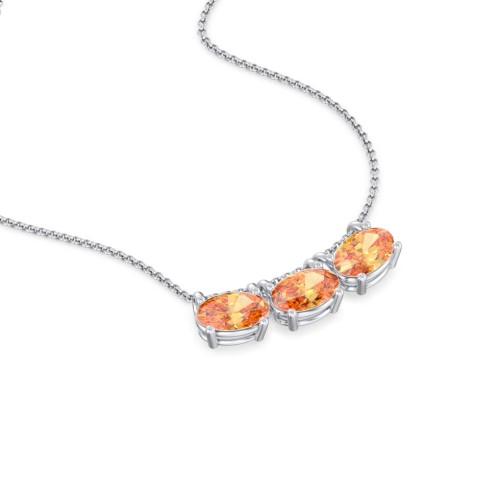 East-West Oval Necklace with 3 Gemstones – Sterling Silver with Citrine
