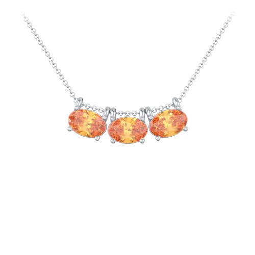 East-West Oval Necklace with 3 Gemstones – Sterling Silver with Citrine