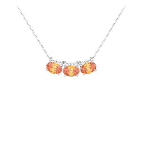 East-West Oval Necklace with 3 Gemstones – Sterling Silver with Citrine