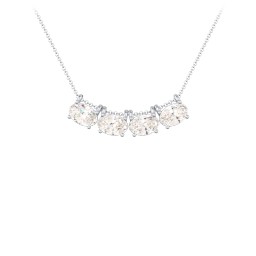 East-West Oval Necklace with 4 Gemstones in 925 Sterling Silver with Cubic Zirconia