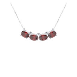 East-West Oval Necklace with 4 Gemstones in 925 Sterling Silver with Garnet