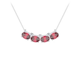 East-West Oval Necklace with 4 Gemstones in 925 Sterling Silver with Ruby