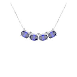East-West Oval Necklace with 4 Gemstones in 925 Sterling Silver with Blue Sapphire