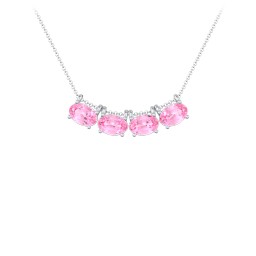 East-West Oval Necklace with 4 Gemstones in 925 Sterling Silver with Pink Tourmaline