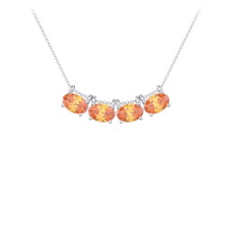 East-West Oval Necklace with 4 Gemstones in 925 Sterling Silver with Citrine