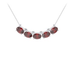 East-West Oval Necklace with 5 Gemstones