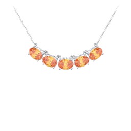 East-West Oval Necklace with 5 Gemstones