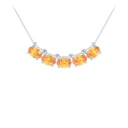 East-West Oval Necklace with 5 Gemstones in 925 Sterling Silver with Citrine