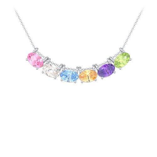 East-West Oval Necklace with 6 Gemstones