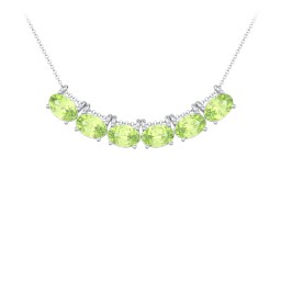 East-West Oval Necklace with 6 Gemstones in 925 Sterling Silver with Peridot