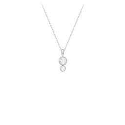 Generations 2-Stone Bezel Set Mother's Necklace in 925 Sterling Silver with Cubic Zirconia