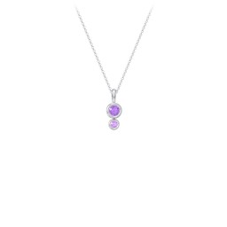 Generations 2-Stone Bezel Set Mother's Necklace in 925 Sterling Silver with Amethyst