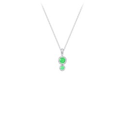 Generations 2-Stone Bezel Set Mother's Necklace in 925 Sterling Silver with Emerald