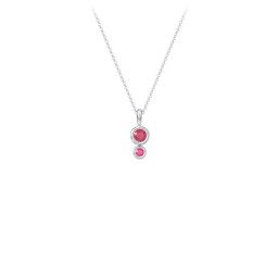 Generations 2-Stone Bezel Set Mother's Necklace in 925 Sterling Silver with Ruby