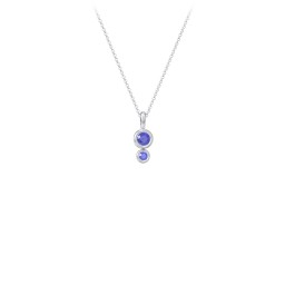 Generations 2-Stone Bezel Set Mother's Necklace in 925 Sterling Silver with Blue Sapphire