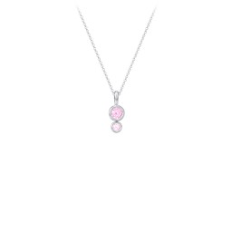 Generations 2-Stone Bezel Set Mother's Necklace in 925 Sterling Silver with Pink Tourmaline