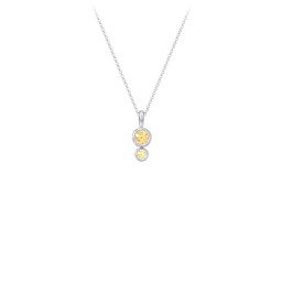Generations 2-Stone Bezel Set Mother's Necklace in 925 Sterling Silver with Citrine