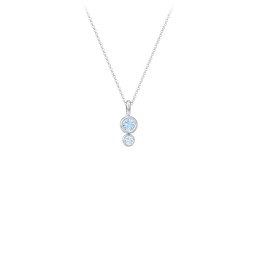 Generations 2-Stone Bezel Set Mother's Necklace in 925 Sterling Silver with Blue Topaz