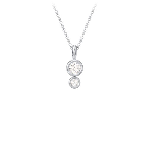 Generations 2-Stone Bezel Set Mother's Necklace – Sterling Silver with Cubic Zirconia