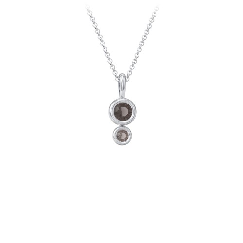 Generations 2-Stone Bezel Set Mother's Necklace – Sterling Silver with Smokey Quartz