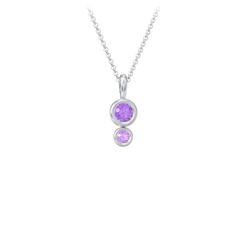 Generations 2-Stone Bezel Set Mother's Necklace – Sterling Silver with Amethyst