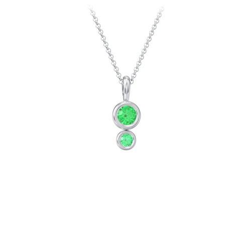 Generations 2-Stone Bezel Set Mother's Necklace – Sterling Silver with Emerald