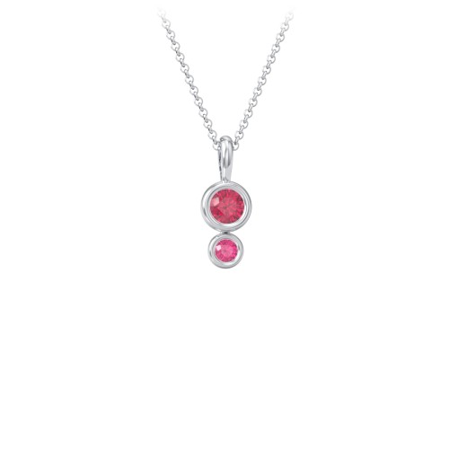 Generations 2-Stone Bezel Set Mother's Necklace – Sterling Silver with Ruby