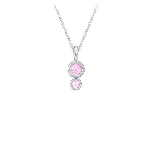 Generations 2-Stone Bezel Set Mother's Necklace – Sterling Silver with Pink Tourmaline