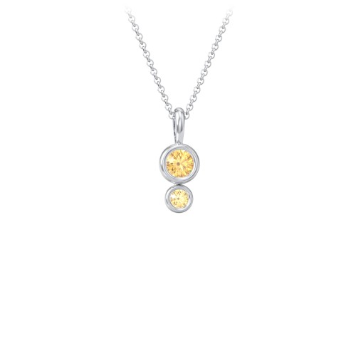 Generations 2-Stone Bezel Set Mother's Necklace – Sterling Silver with Citrine