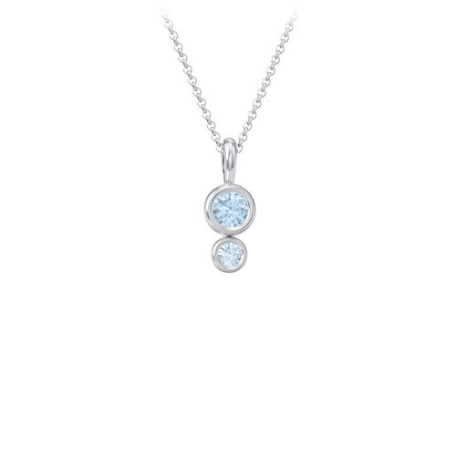 Generations 2-Stone Bezel Set Mother's Necklace – Sterling Silver with Blue Topaz