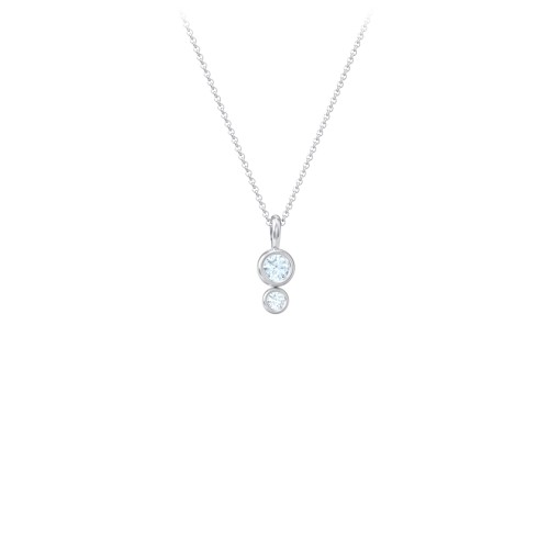 Generations 2-Stone Bezel Set Mother's Necklace – Sterling Silver with Aquamarine