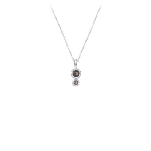 Generations 2-Stone Bezel Set Mother's Necklace – Sterling Silver with Smokey Quartz