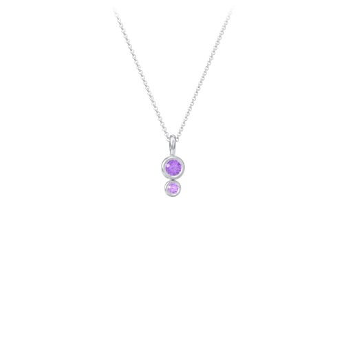 Generations 2-Stone Bezel Set Mother's Necklace – Sterling Silver with Amethyst