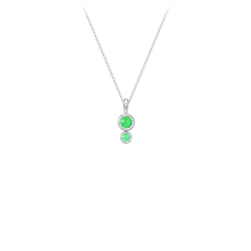 Generations 2-Stone Bezel Set Mother's Necklace – Sterling Silver with Emerald