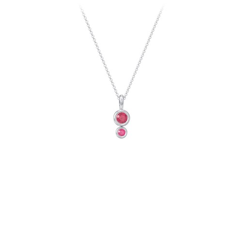 Generations 2-Stone Bezel Set Mother's Necklace – Sterling Silver with Ruby