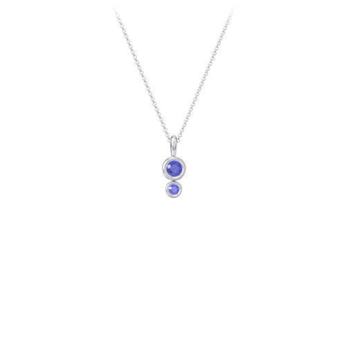 Generations 2-Stone Bezel Set Mother's Necklace – Sterling Silver with Blue Sapphire