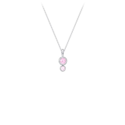 Generations 2-Stone Bezel Set Mother's Necklace – Sterling Silver with Pink Tourmaline