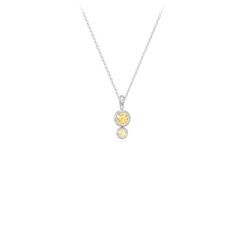 Generations 2-Stone Bezel Set Mother's Necklace – Sterling Silver with Citrine