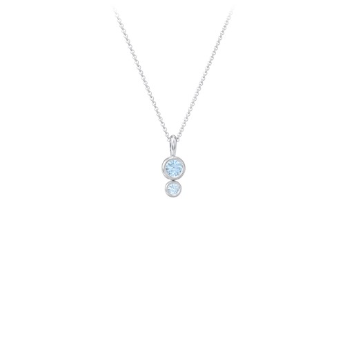 Generations 2-Stone Bezel Set Mother's Necklace – Sterling Silver with Blue Topaz