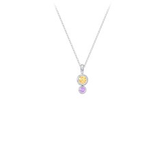 Generations 2-Stone Bezel Set Mother's Necklace – 10K Yellow Gold with Diamond