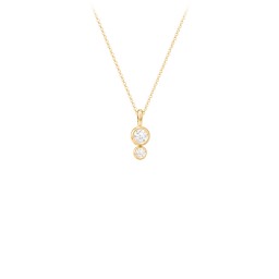 Generations 2-Stone Bezel Set Mother's Necklace in 10K Solid Yellow Gold with Diamond