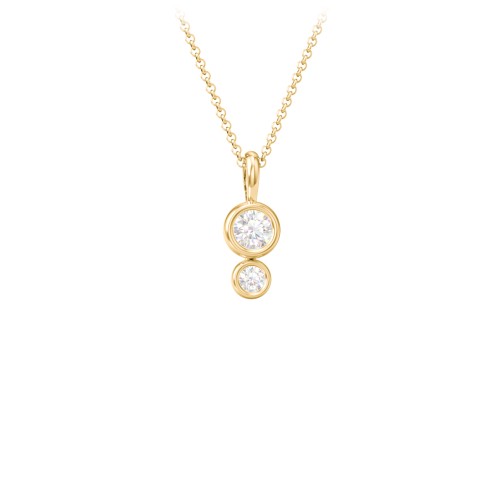 Generations 2-Stone Bezel Set Mother's Necklace – 10K Yellow Gold with Diamond