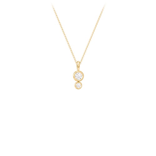 Generations 2-Stone Bezel Set Mother's Necklace – 10K Yellow Gold with Diamond