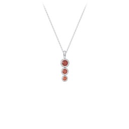 Generations 3-Stone Bezel Set Mother's Necklace in 925 Sterling Silver with Garnet