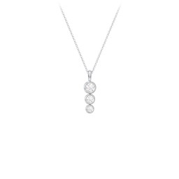 Generations 3-Stone Bezel Set Mother's Necklace in 925 Sterling Silver with Diamond