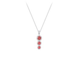 Generations 3-Stone Bezel Set Mother's Necklace in 925 Sterling Silver with Garnet