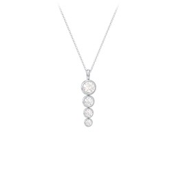 Generations 4-Stone Bezel Set Mother's Necklace in 925 Sterling Silver with Diamond